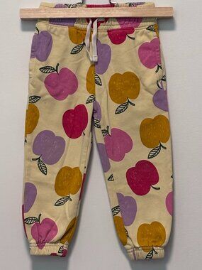 2T Toddler Girl Jogger Sweatpants - Yellow with Apple Print, Red, Pink, Purple